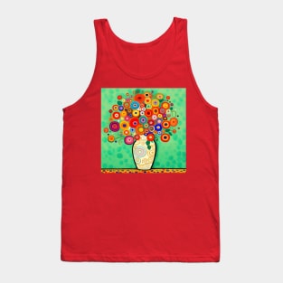 Cute Abstract Flowers in a Decorative White Vase Still Life Painting Tank Top